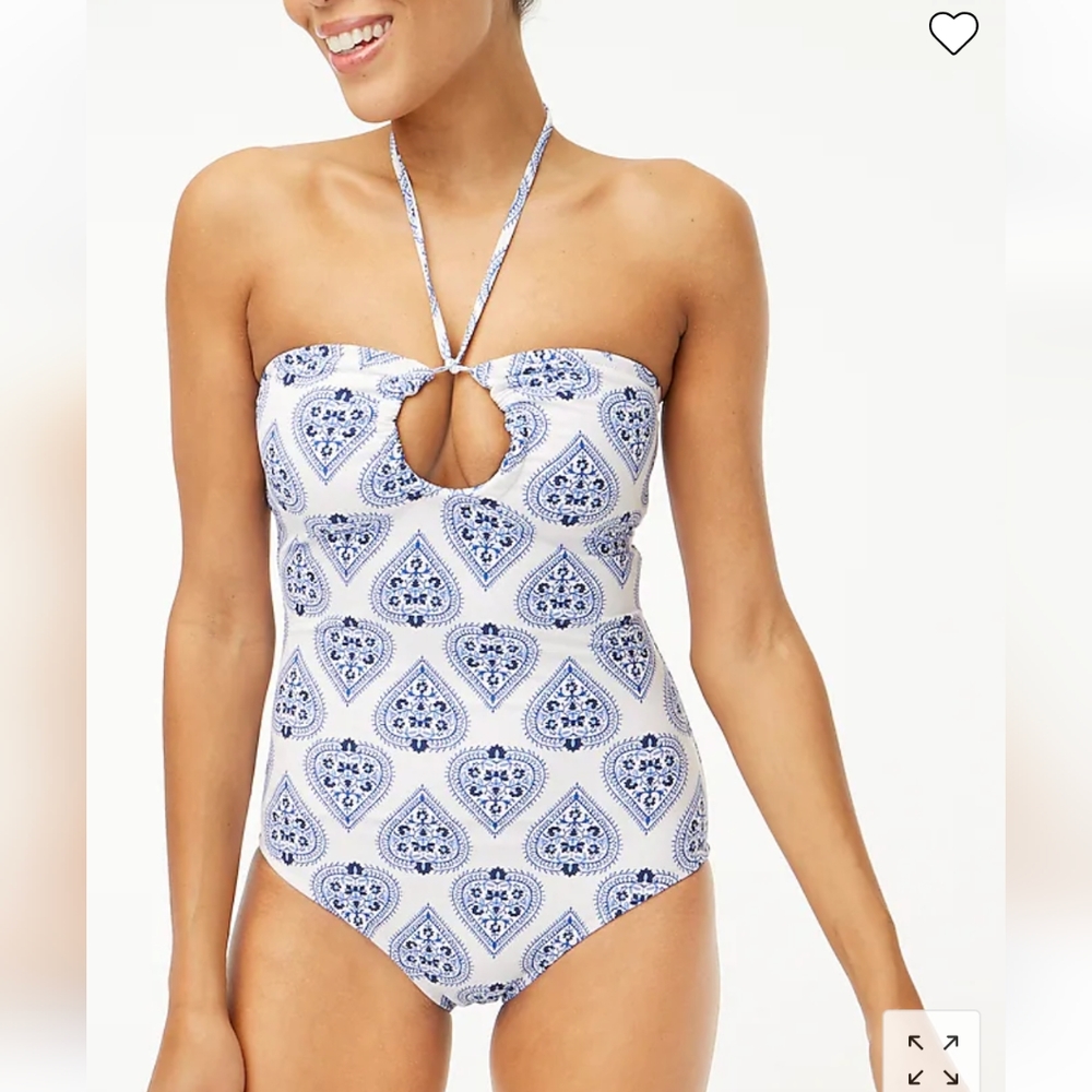 J. Crew white/ blue print one-piece XXL